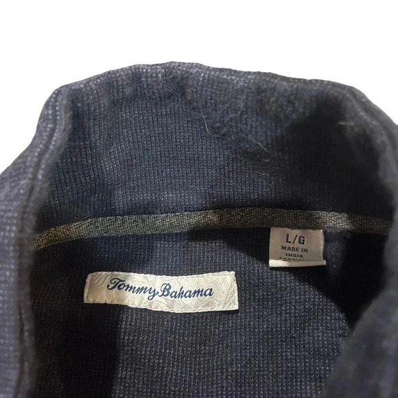 Tommy Bahama Men's Large Navy Blue Half Zip Mock Neck‎ Pullover Sweater - Picture 2 of 5